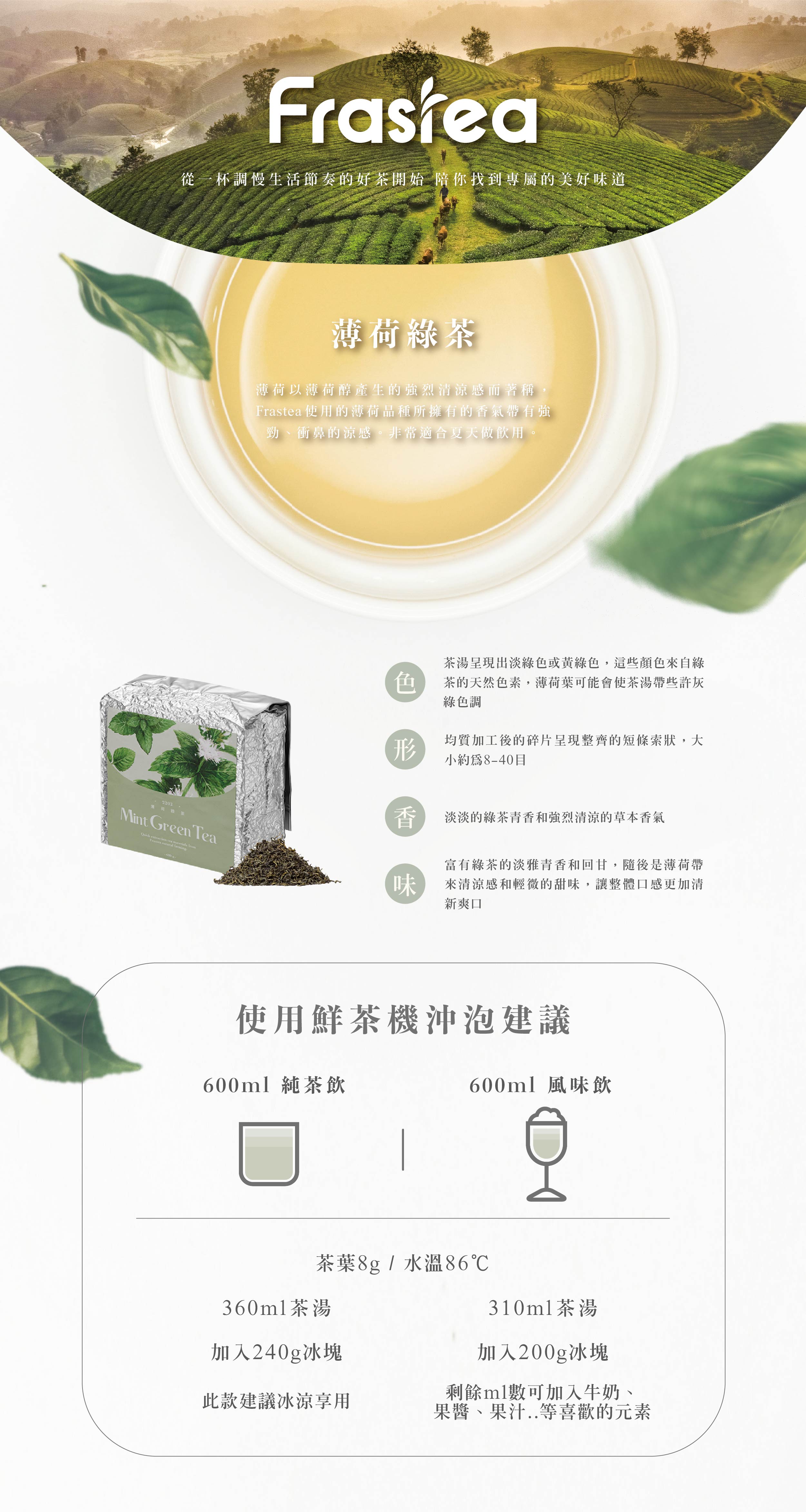 茶葉, 薄荷綠茶, 速萃茶, 手沖茶, 耳掛茶, 掛耳茶, 濾掛茶葉, 現泡茶, 現萃茶, 家用茶包, 沖調茶包, 辦公室下午茶, 隨身茶包, 旅行茶包